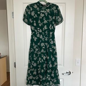 Lulus Dark Green Floral Print Midi Dress